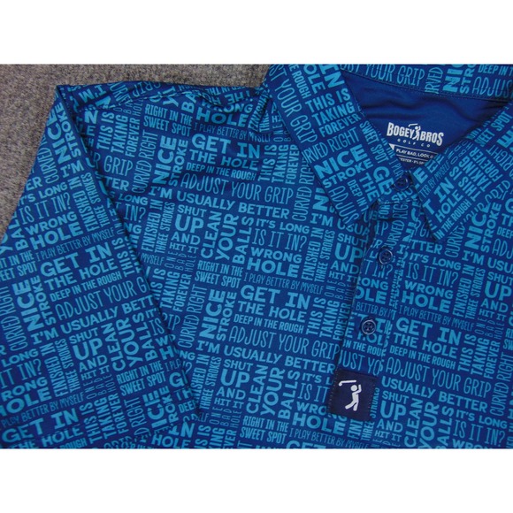 Bogey Bros Golf Other - Bogey Bros Golf Polo Shirt Men Med Blue Get In The Hole Funny Performance